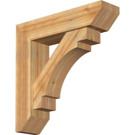 Ekena Millwork Merced Slat Rough Sawn Bracket w/ Offset Brace, Western Red Cedar, 8"W x 32"D x 32"H BKT0806X32X32MRC06RWR